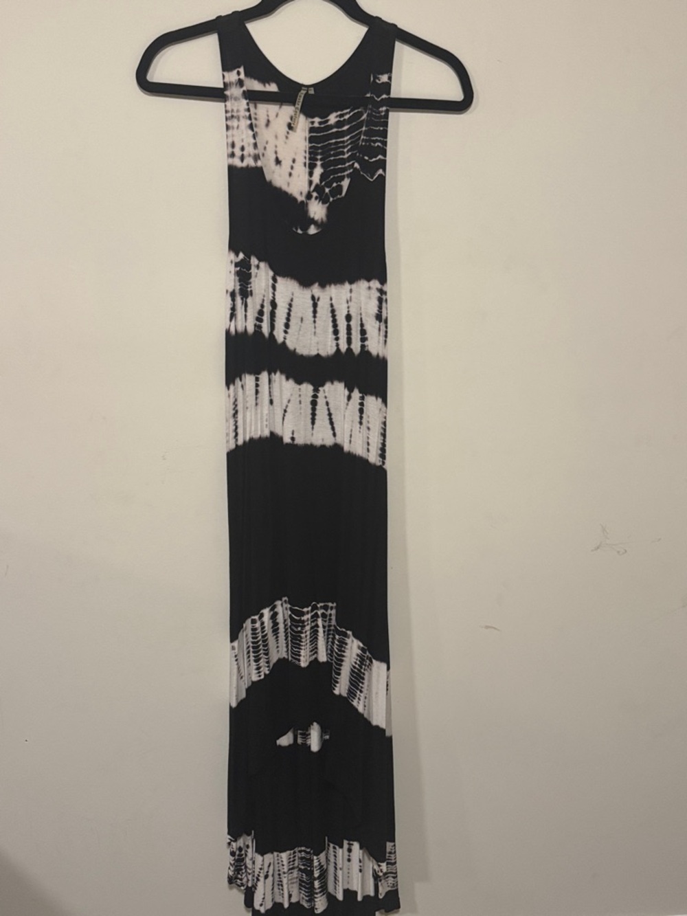 Black & White Tie-Dye High-Low Maxi Dress